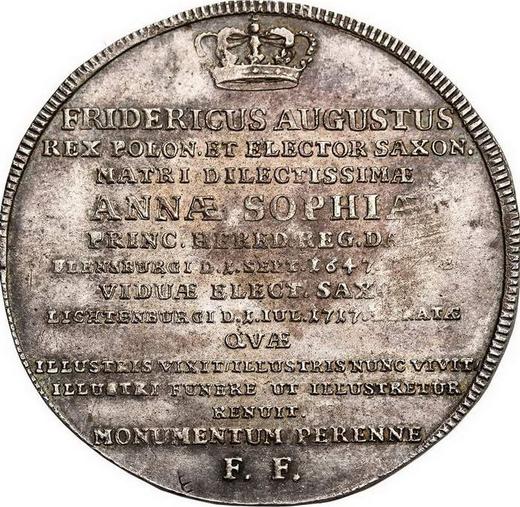 Rewers monety - Talar 1717 IGS "Na śmierć Anny Zofii" - cena srebrnej monety - Polska, August II Mocny