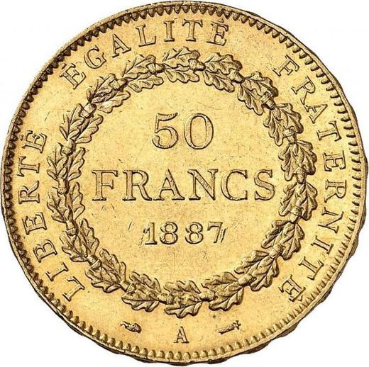 Rewers monety - 50 franków 1887 A "Typ 1878-1904" - cena złotej monety - Francja, III Republika