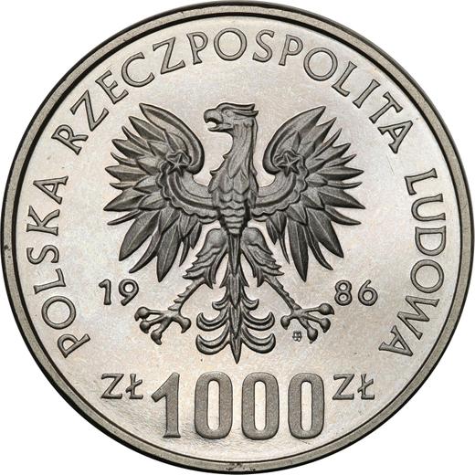 Avers Probe 1000 Zlotych 1986 MW EO "König Władysław I. Ellenlang" Nickel - Münze Wert - Polen, Volksrepublik Polen