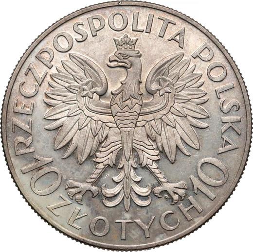 Obverse Pattern 10 Zlotych 1933 ZTK "Romuald Traugutt" Without inscription PRÓBA - Silver Coin Value - Poland, II Republic