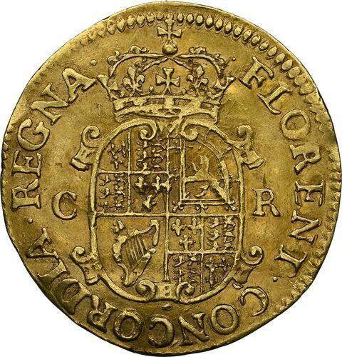 Rewers monety - 1 korona bez daty (1660-1662) "Drugi wydanie" Oznaczenie nominału "V" - cena złotej monety - Wielka Brytania, Karol II