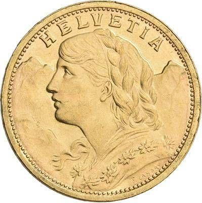 Obverse 20 Francs 1908 B "Vreneli" - Gold Coin Value - Switzerland, Confederation