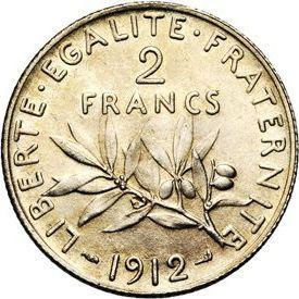 Reverse 2 Francs 1912 "Sower" - Silver Coin Value - France, Third Republic