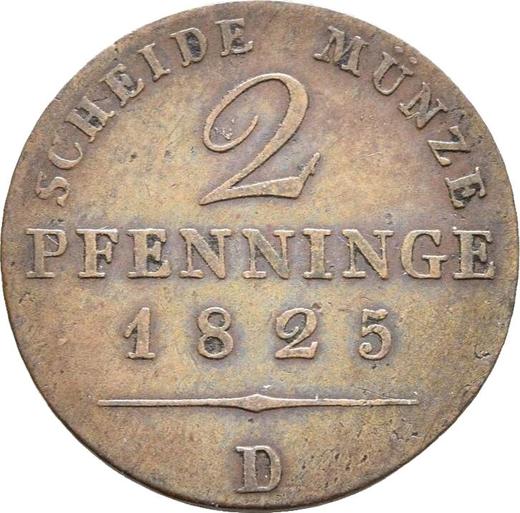 Reverse 2 Pfennig 1825 D - Coin Value - Prussia, Frederick William III