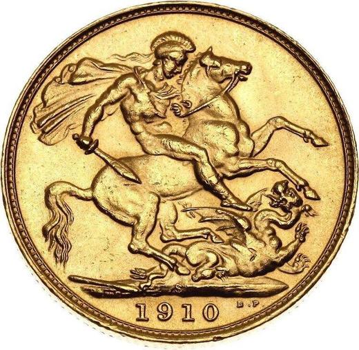 Реверс монеты - Соверен 1910 года S - цена золотой монеты - Австралия, Эдуард VII