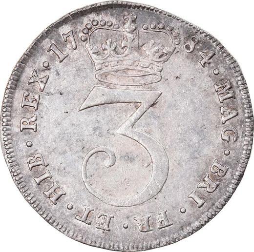 Reverso 3 peniques 1784 - valor de la moneda de plata - Gran Bretaña, Jorge III