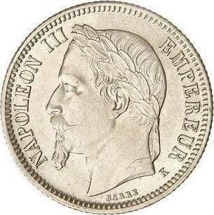 Obverse 1 Franc 1866 K "Type 1866-1870" - Silver Coin Value - France, Napoleon III