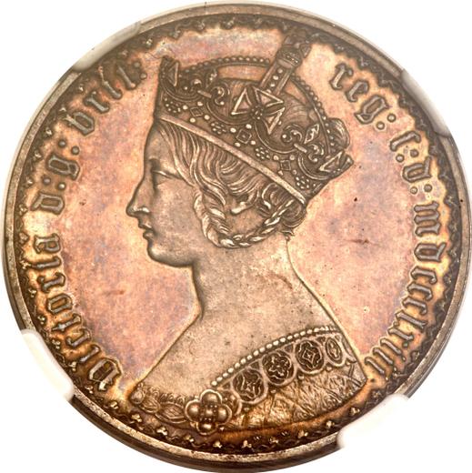 Obverse Florin 1863 WW "Gothic" Plain edge - Silver Coin Value - United Kingdom, Victoria