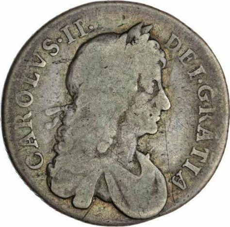 Аверс монеты - 1 шиллинг 1682 года "Второй тип" - цена серебряной монеты - Великобритания, Карл II