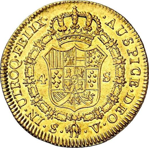 Reverse 4 Escudos 1784 S V - Gold Coin Value - Spain, Charles III