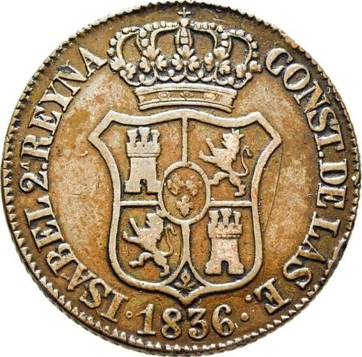 Avers 6 Cuartos 1836 "Katalonien" - Münze Wert - Spanien, Isabella II
