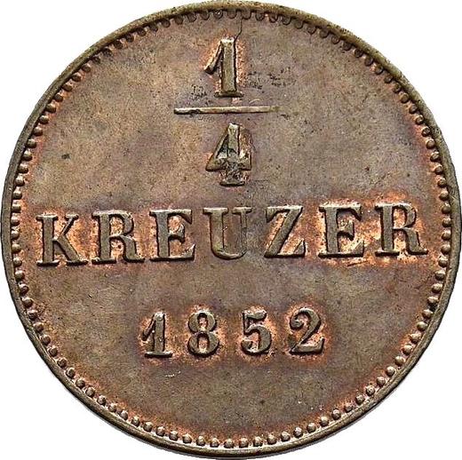 Revers 1/4 Kreuzer 1852 - Münze Wert - Schwarzburg-Rudolstadt, Friedrich Günther