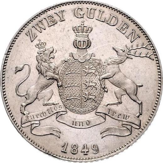 Reverse 2 Gulden 1849 - Silver Coin Value - Württemberg, William I