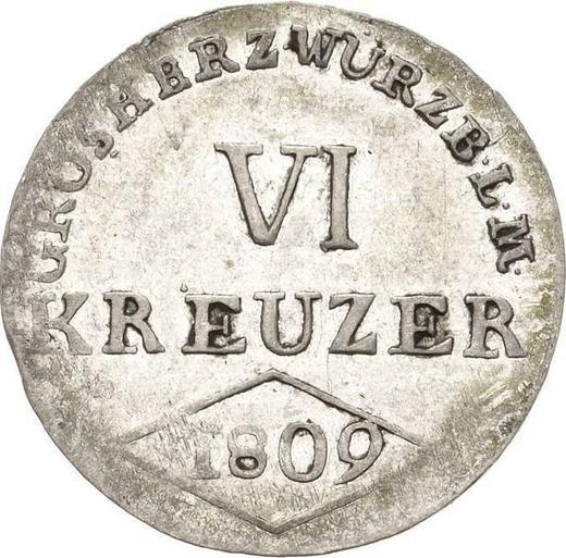 Reverso 6 Kreuzers 1809 - valor de la moneda de plata - Wurzburgo, Fernando