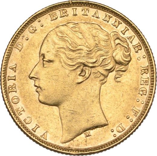 Аверс монеты - Соверен 1874 года M WW "Св. Георгий" - цена золотой монеты - Австралия, Виктория