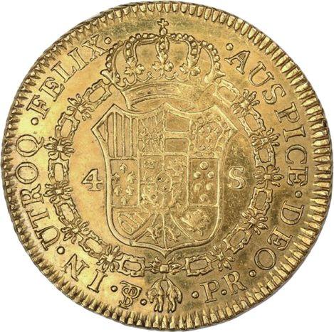 Reverso 4 escudos 1778 PTS PR - valor de la moneda de oro - Bolivia, Carlos III