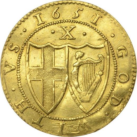 Реверс монеты - 2 кроны (Двойная крона) 1651 года - цена золотой монеты - Великобритания, Содружество