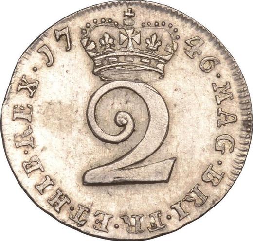 Reverso 2 peniques 1746 - valor de la moneda de plata - Gran Bretaña, Jorge II