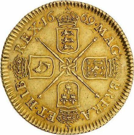Reverse Half Guinea 1669 "First laureated bust" - Gold Coin Value - United Kingdom, Charles II