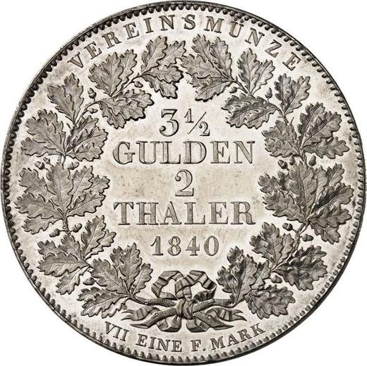 Reverse 2 Thaler 1840 - Silver Coin Value - Nassau, Adolphe