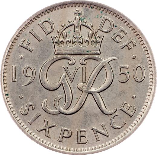 Реверс монеты - 6 пенсов 1950 года HP - цена  монеты - Великобритания, Георг VI