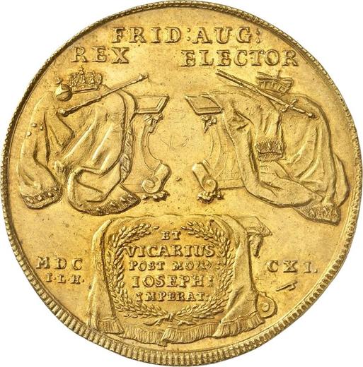 Reverse 10 Ducat (Portugal) 1711 ILH "Vikariat" - Gold Coin Value - Poland, Augustus II