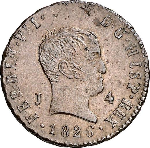 Obverse 4 Maravedís 1826 J "Type 1824-1827" -  Coin Value - Spain, Ferdinand VII