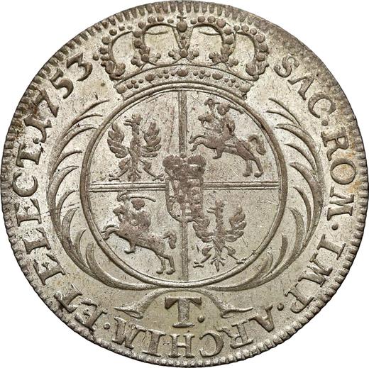 Reverse 18 Groszy (Tympf) 1753 "Crown" - Silver Coin Value - Poland, Augustus III