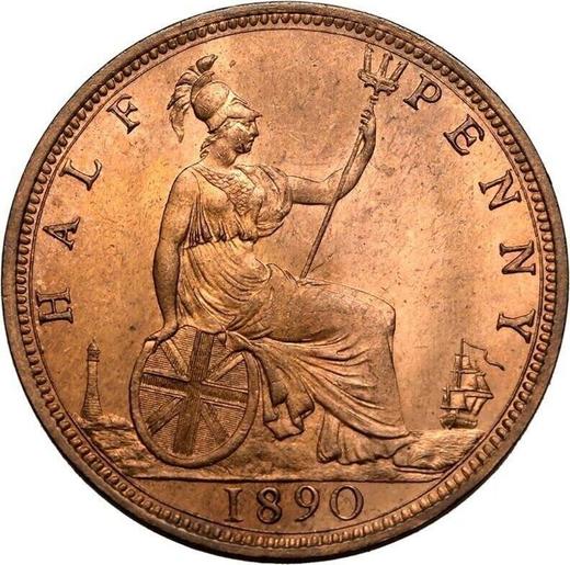 Revers 1/2 Penny 1890 - Münze Wert - Großbritannien, Victoria