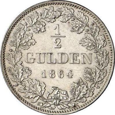 Reverso Medio florín 1864 - valor de la moneda de plata - Baviera, Maximilian II
