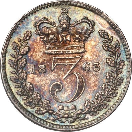 Reverse Threepence 1863 - Silver Coin Value - United Kingdom, Victoria