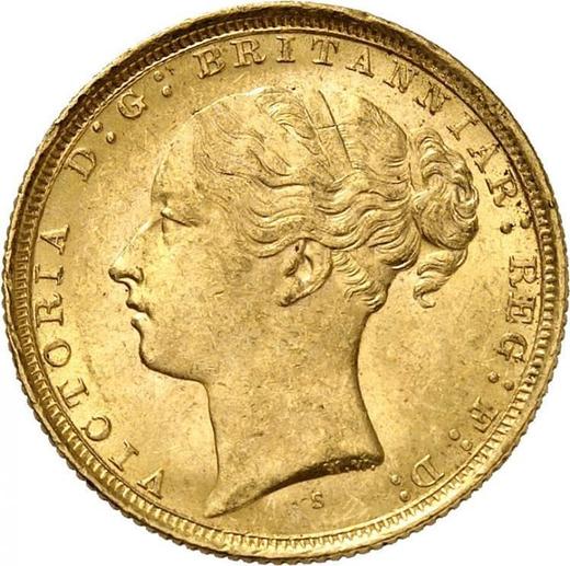 Awers monety - 1 suweren 1884 S WW "Św. Jerzy" - cena złotej monety - Australia, Wiktoria