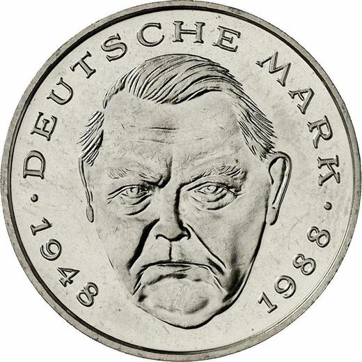 Obverse 2 Mark 1995 D "Ludwig Erhard" - Coin Value - Germany, FRG