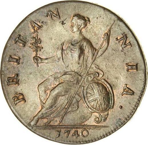 Reverso Medio Penique 1740 "Retrato de la vejez" - valor de la moneda  - Gran Bretaña, Jorge II