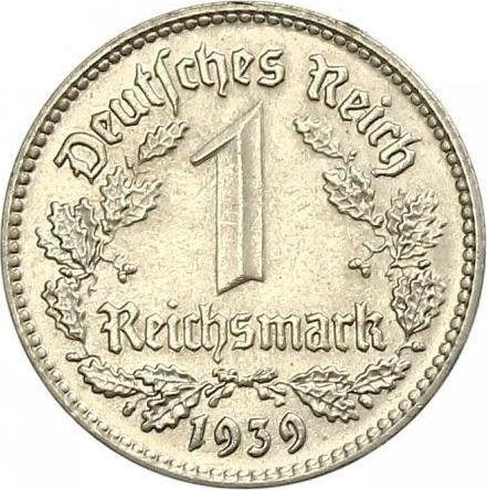 Anverso 1 Reichsmark 1939 J "Tipo 1933-1939" - valor de la moneda  - Alemania, Alemania nazi