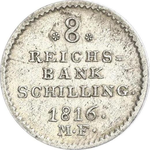 Rewers monety - 8 szylingów 1816 MF - cena srebrnej monety - Szlezwik-Holsztyn, Fryderyk VI
