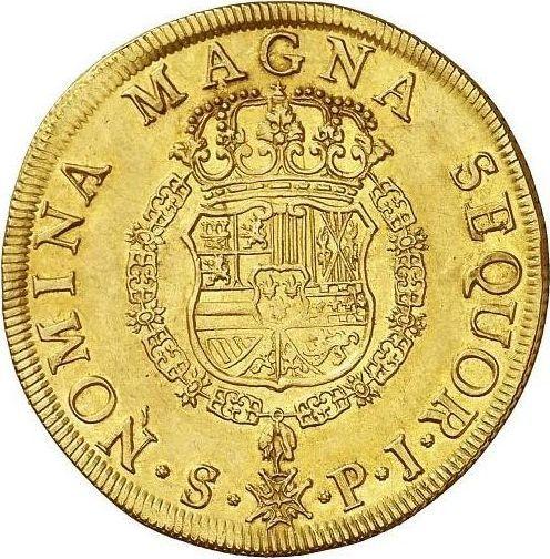 Reverse 8 Escudos 1748 S PJ - Gold Coin Value - Spain, Ferdinand VI