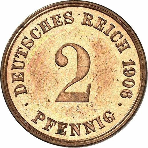 Аверс монеты - 2 пфеннига 1906 года G "Тип 1904-1916" - цена  монеты - Германия, Германская Империя