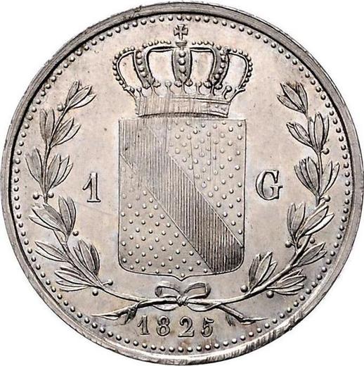 Reverse Gulden 1825 - Silver Coin Value - Baden, Louis I