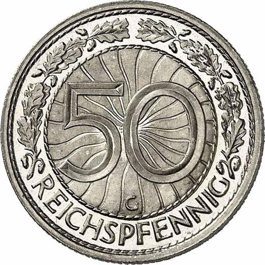 Reverse 50 Reichspfennig 1936 G -  Coin Value - Germany, Weimar Republic