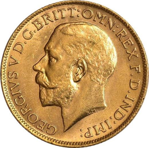 Obverse Sovereign 1921 M - Gold Coin Value - Australia, George V