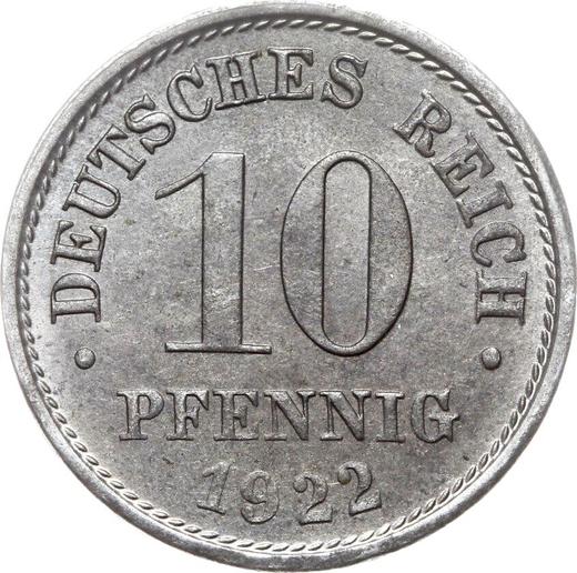 Avers 10 Pfennig 1922 F "Typ 1916-1922" - Münze Wert - Deutschland, Deutsches Kaiserreich