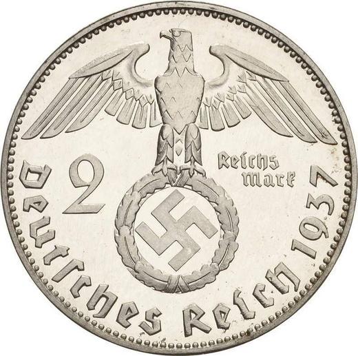 Reverso 2 Reichsmarks 1937 J "Tipo 1936-1939" - valor de la moneda de plata - Alemania, Alemania nazi
