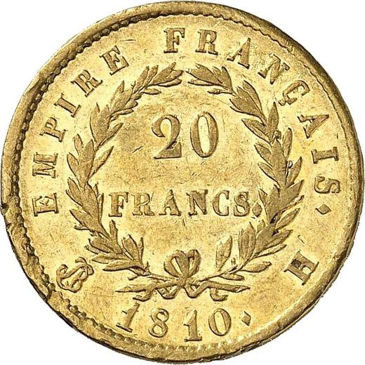 Reverse 20 Francs 1810 H "Type 1809-1815" - Gold Coin Value - France, Napoleon I