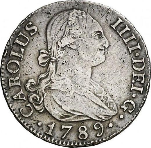 Obverse 2 Reales 1789 M MF - Silver Coin Value - Spain, Charles IV