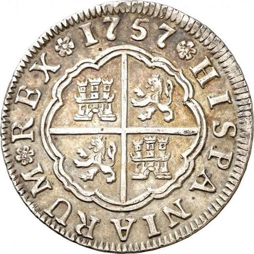 Reverse 2 Reales 1757 S JV - Silver Coin Value - Spain, Ferdinand VI