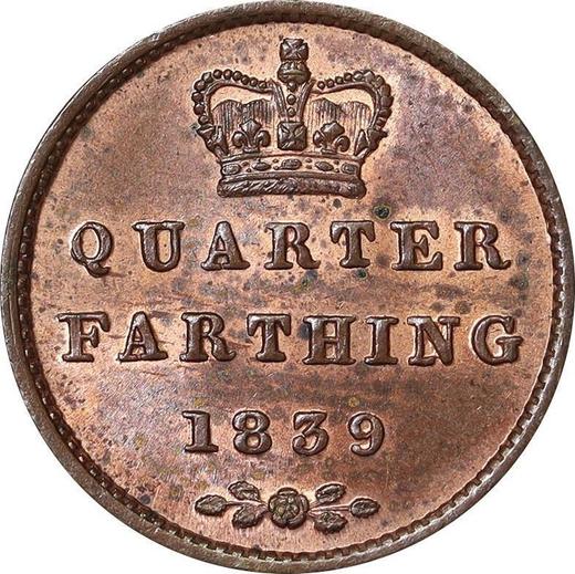 Реверс монеты - 1/4 фартинга 1839 года - цена  монеты - Великобритания, Виктория