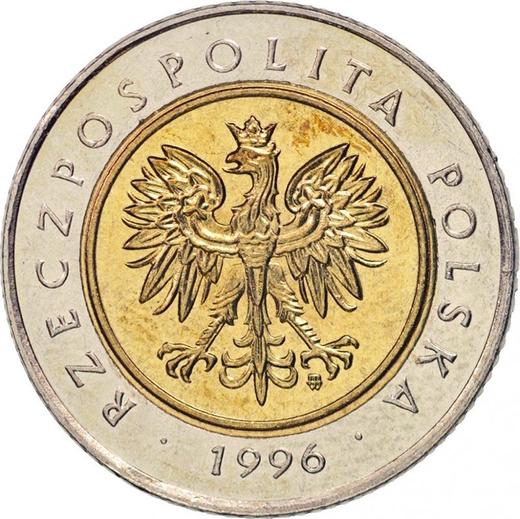Obverse 5 Zlotych 1996 MW -  Coin Value - Poland, III Republic after denomination
