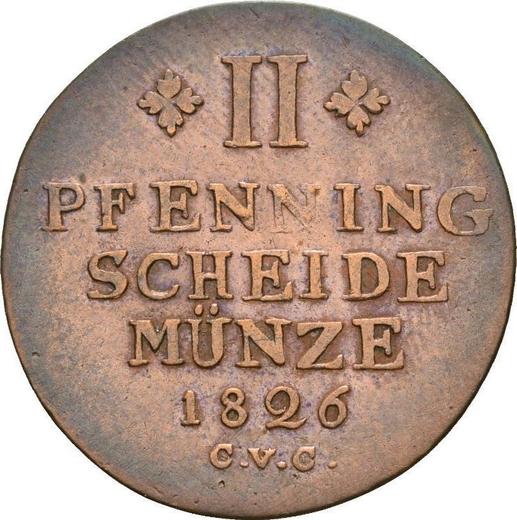 Reverse 2 Pfennig 1826 CvC - Coin Value - Brunswick-Wolfenbüttel, Charles II