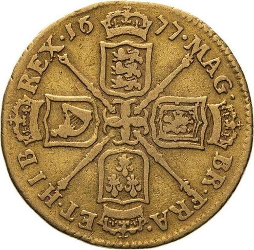 Reverso 1 guinea 1677 "Cuarto busto laureado" Elefante y castillo - valor de la moneda de oro - Gran Bretaña, Carlos II